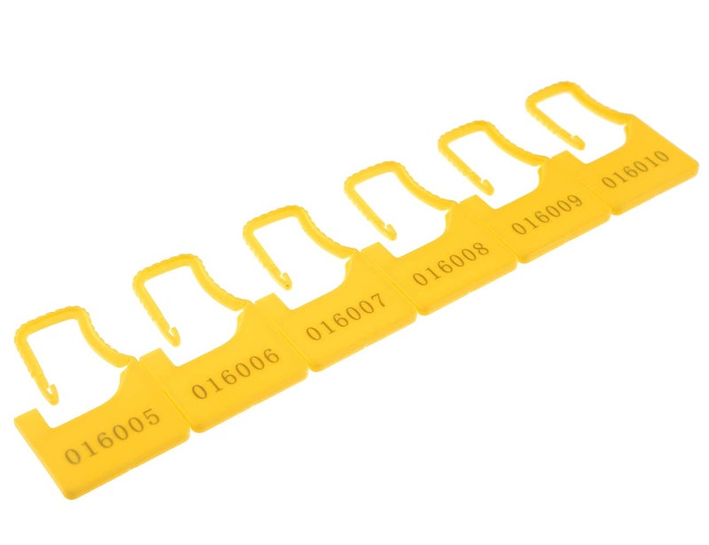 XF-Vel Plastic Security Tags Padlock Seal Small Locks Numbered Yellow 100pcs - Image 2